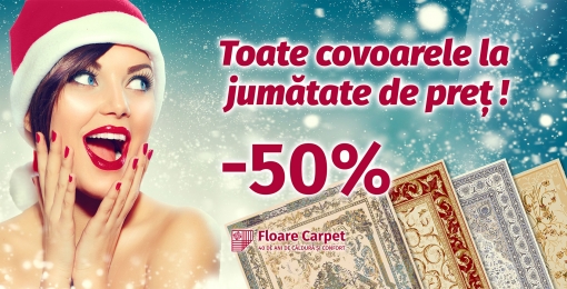 Toate covoarele la JUMĂTATE DE PREȚ!  Bucură-te de MAGIA SĂRBĂTORILOR DE IARNĂ împreună cu covoar...