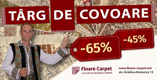  Aniversăm 45 de Ani Floare Carpet cu REDUCERI de la -45% până la -65% la toate covoarele și trav...